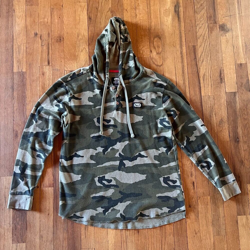 Men's Vintage Ecko Unltd Camo Henley Hoodie